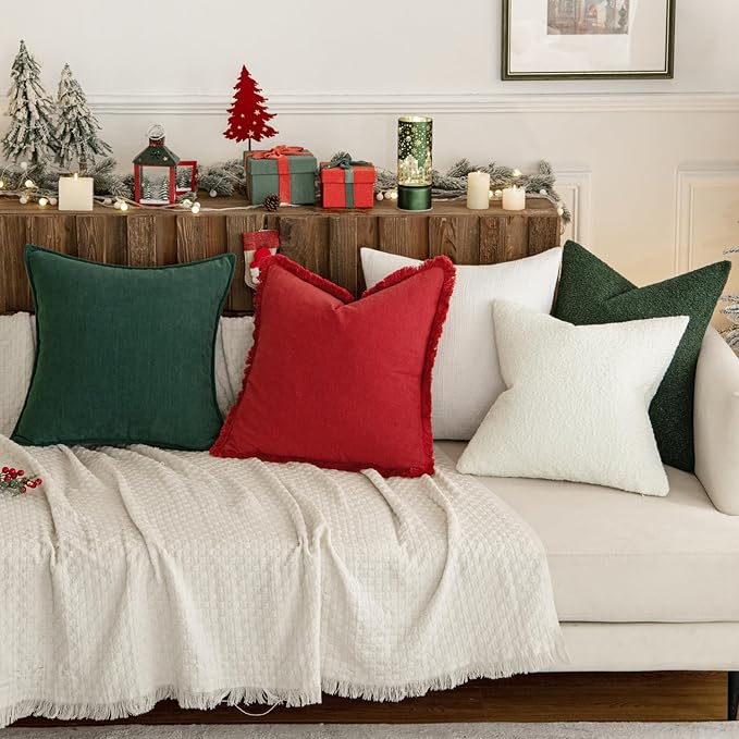 MIULEE Decorative Throw Pillow Covers Neutral Linen Fringe Throw Pillows Set of - Image 7