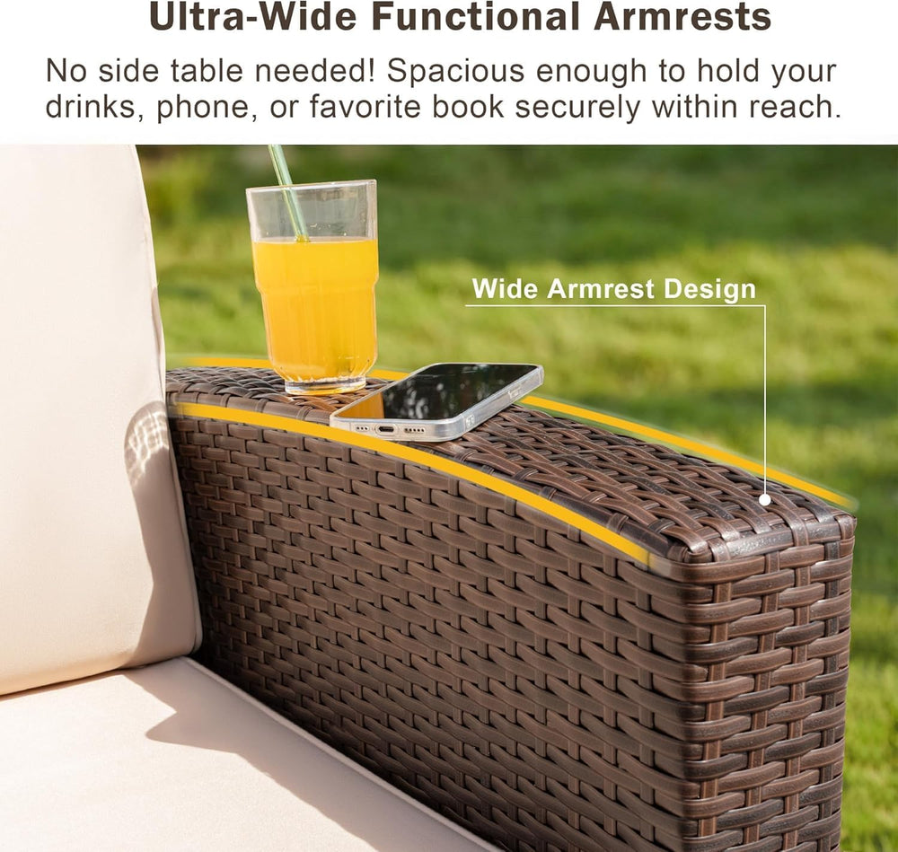 Devoko Patio Sofa,Wicker Outdoor Couch 3 Seater with Anti-Slip Cushions &...
