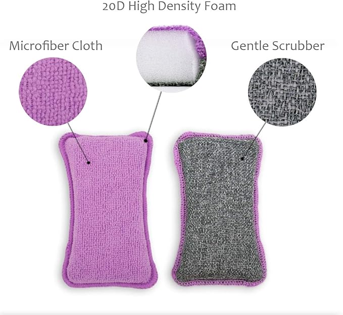 UPSTAR Dish Sponges Kitchen, Microfiber Cleaning Scrubber - Image 3