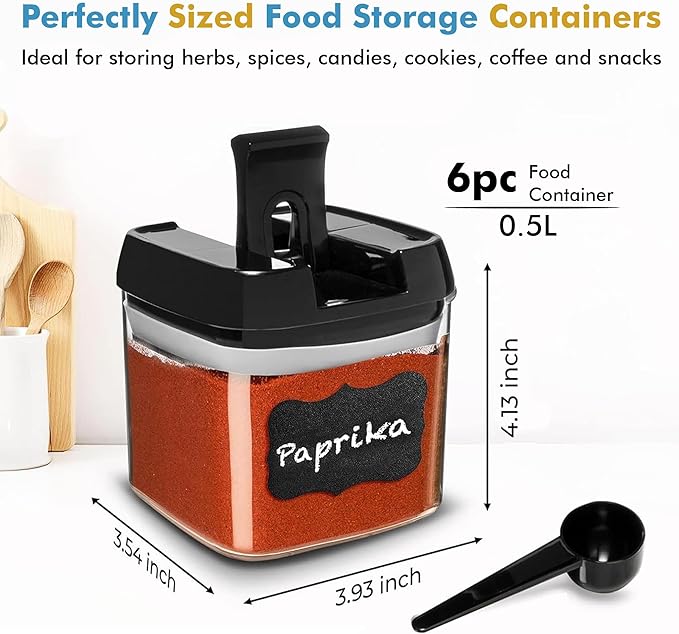 Shazo 6 PC Airtight Food Storage Containers + 6 Spoons Included - Image 3