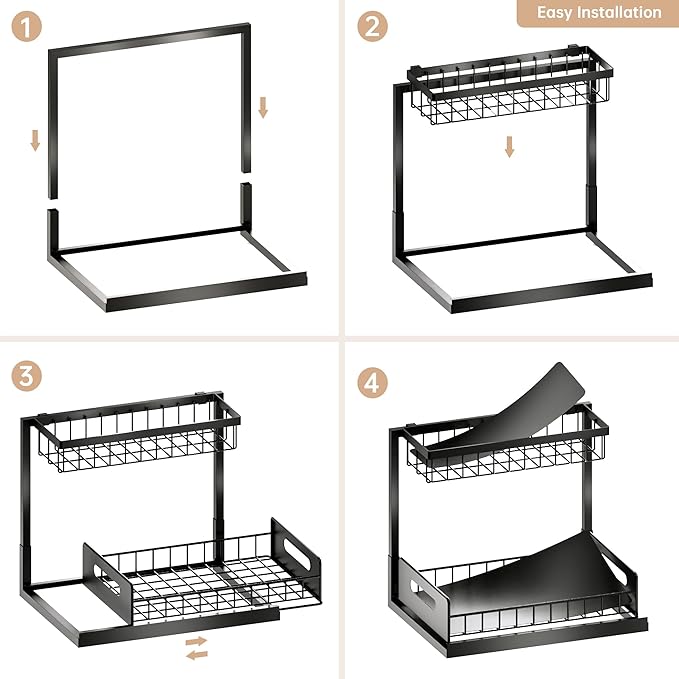 VUSIGN Under Sink Organizers Storage, 2 Tier Under Cabinet Organizer Shelf - Image 6