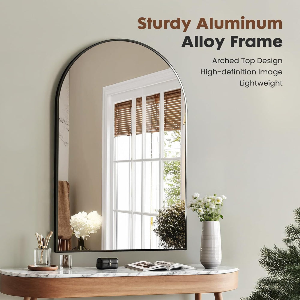 Dewfig Arched Wall Mirror, 38"x26" Bathroom Mirrors for Over Sink, ...
