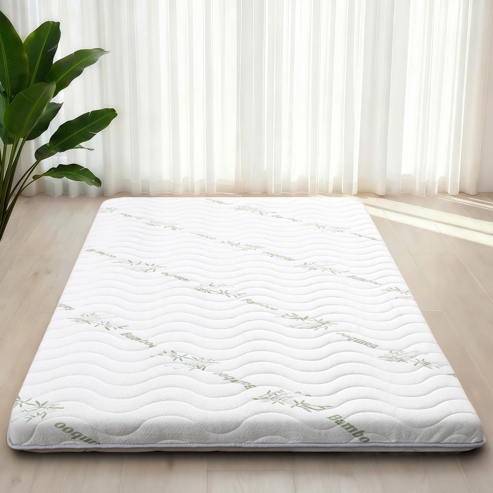Japanese Floor Futon Mattress, 3.5" Thick Viscose Derived from Bamboo Queen