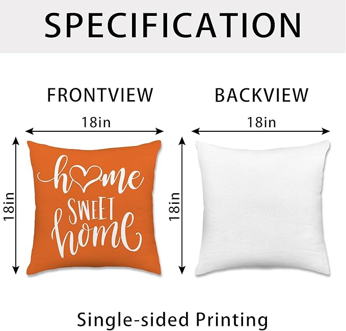 Hexagram Geometric Orange Pillow Covers 18x18 Set of 4, Decorative Outdoor Boho - Image 4