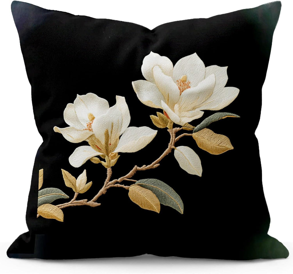 Vintage Tree Print Pillowcase 18x18 Inch, Soft Retro Throw Pillow Cover for Couch Sofa, Farmhouse Living Room Bedroom Decor – Ideal Gift for Housewarming Birthday Christmas (White Magnolia)