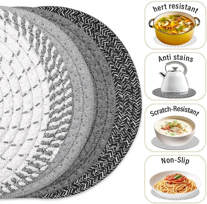 Tidponra Trivet Mats Set for Hot Dishes, 5 Heat Resistant Pot Holders Kitchen - Image 4