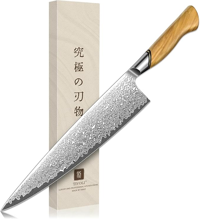 TIVOLI Japanese Gyuto Knife 10 Inch– VG-10 Damascus Chef Knife by TIVOLI