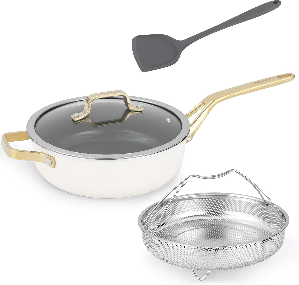 10-Inch Ceramic Non-Stick Cookware Set, 8-in-1 Multifunctional Cookware