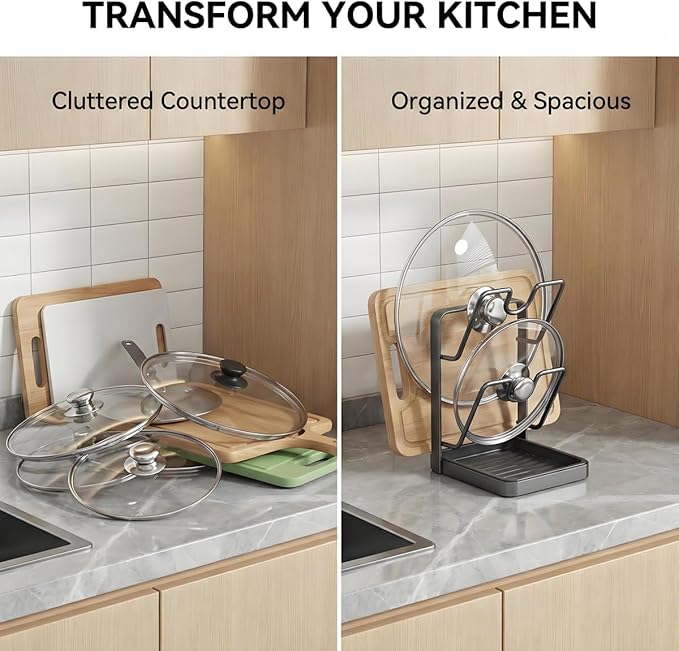 Lispin 2026 Upgraded Kitchen Pot Lid Storage Rack, Lid Holder While Cooking - Image 7