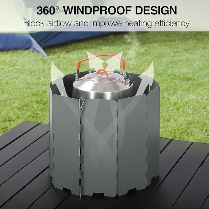 REDCAMP Folding Outdoor Stove Windscreen, 10 Plates Iron Camping Stove - Image 5