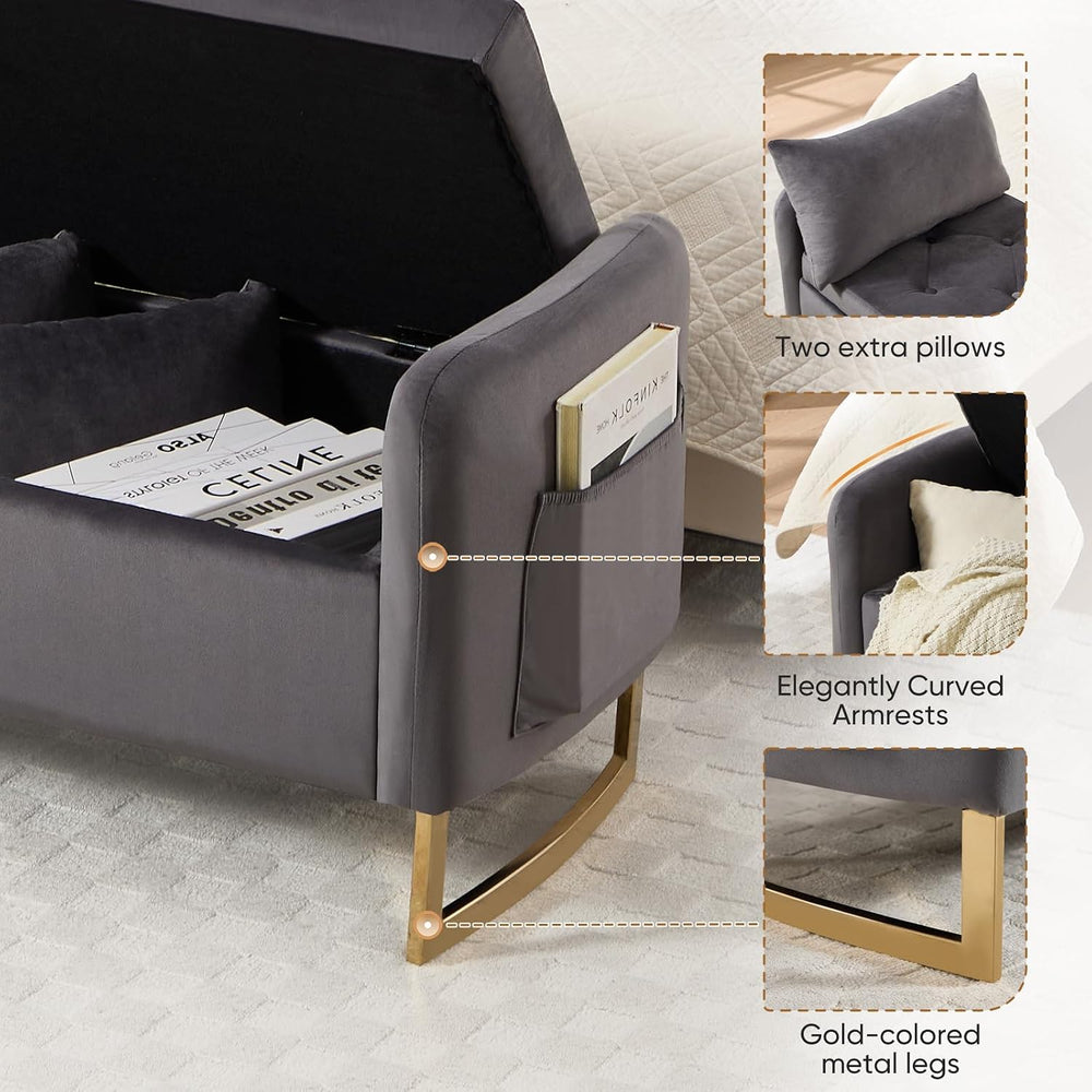 48" End of Bed Bench, Modern Storage Bench for Bedroom Dark Grey
