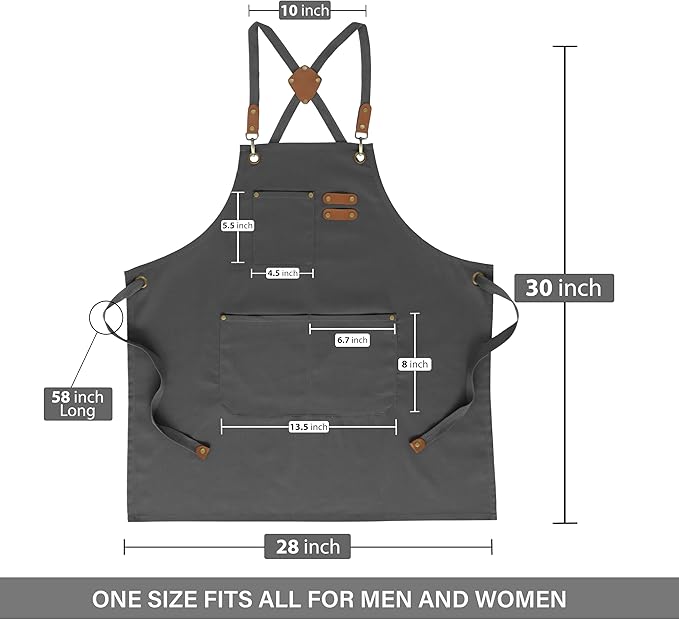 RUVANTI Work Aprons for Men, Oil & Water Repellent, PolyCotton Cross Back - Image 5