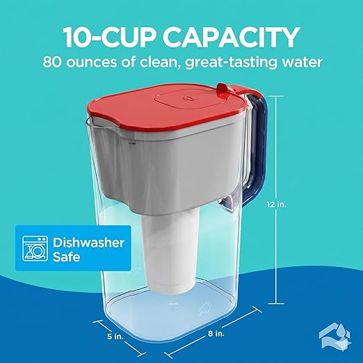 HOMEWATER 10-Cup Pitcher Filter – BPA-Free, High-Capacity 2.4L Fast-Flow Carbon - Image 6