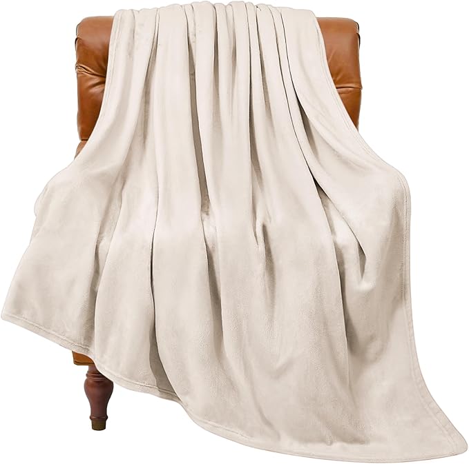 BEDELITE Fleece Blanket Twin Size Beige Throw Blankets by BEDELITE