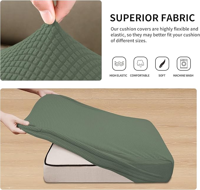 Easy-Going Stretch 4 Pieces Couch Cushion Covers - Image 4