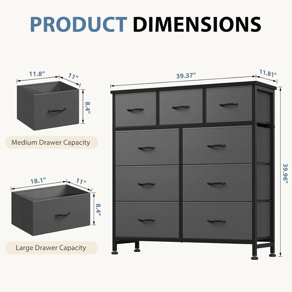 DUMOS 9 Drawer Dresser for Bedroom, Storage Organizer Chest of Drawers
