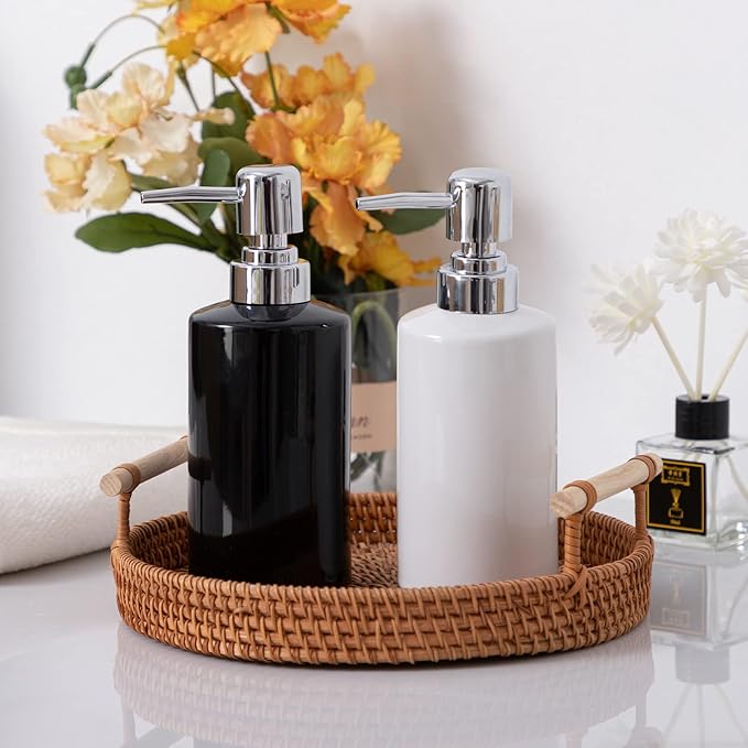 FE Soap Dispenser, 300ml/10oz Ceramic Liquid Soap Pump Dispenser, Refillable - Image 3