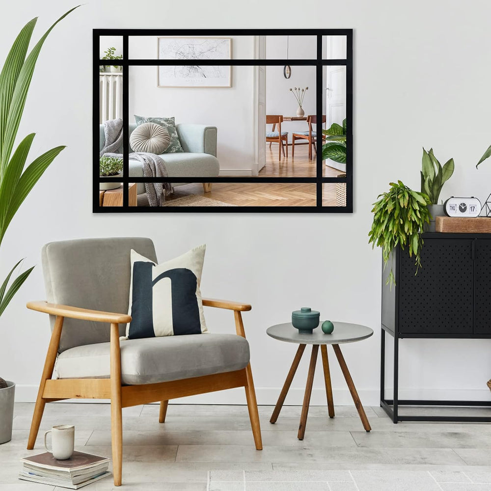 HQiJun Black Rectangle Mirror, Farmhouse Decorative Wall Mirror for Entryway,...