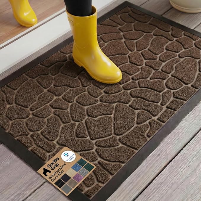 GORILLA GRIP 100% Waterproof All-Season WeatherMAX Doormat, US Designed Natural by GorillaGrip