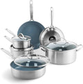 GreenPan Treviso 10 Piece Cookware Set, Non-Toxic PFAS-Free Stainless Steel by GreenPan