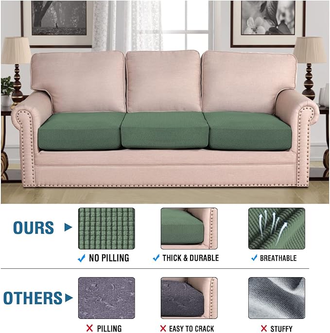 H.VERSAILTEX Super Stretch Individual Seat Sofa Covers Couch Cushion Covers - Image 2