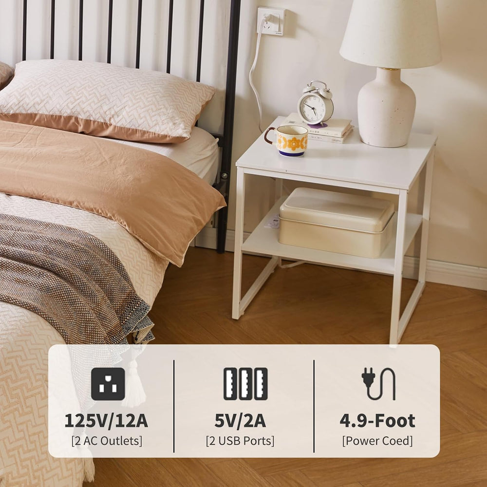 Aibiju Living Room Large Side Table, End Table with Charging Station, Refrige...