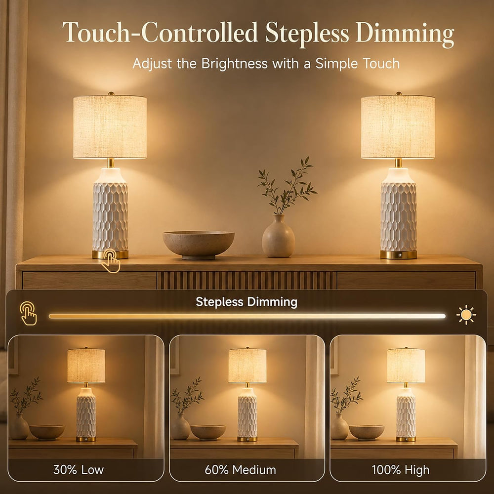 24''Cordless Table Lamp Touch Dimmable Bedside Lamps Set of 2 for Bed...