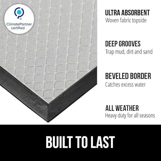 GORILLA GRIP 100% Waterproof All-Season WeatherMAX Doormat US Designed Natural - Image 2