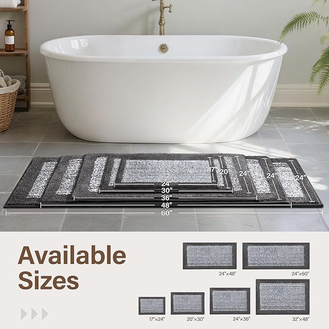 70x24 Long Bathroom Rugs Washable Non Slip, Soft Absorbent Quick Dry Mats - Image 8