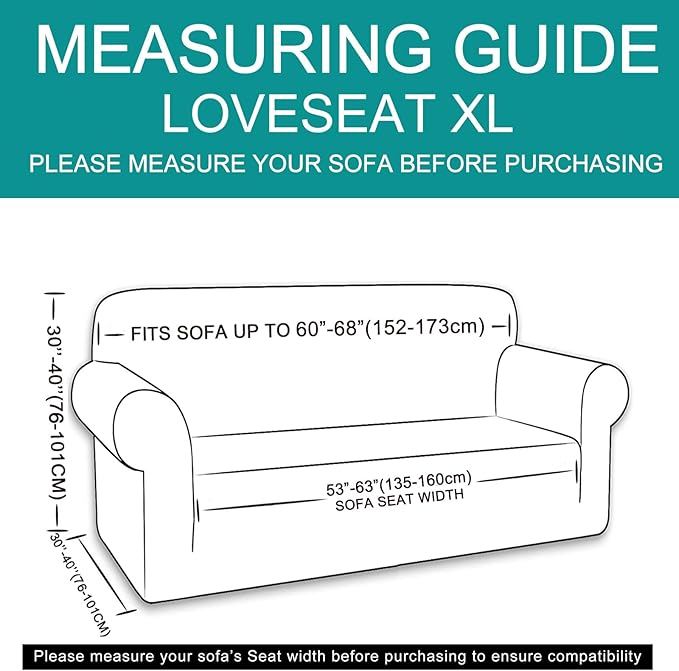 U-NICE HOME Oversized Stretch Loveseat Couch Cover Sofa Covers Washable Sofa - Image 6
