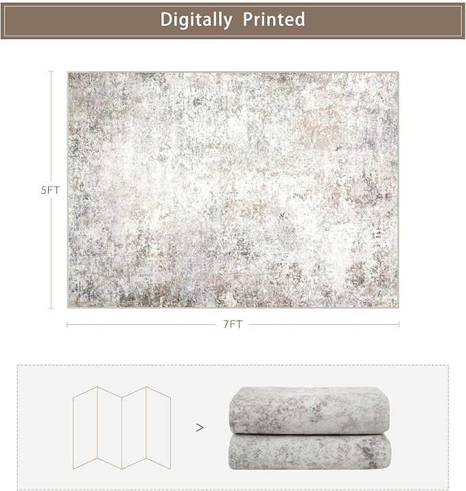 Washable Rugs 5x7 Area Rugs for Living Room, Modern Abstract Rugs for Bedroom - Image 2