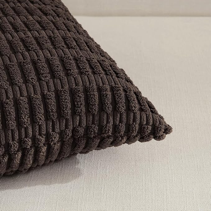 Fancy Homi 4 Packs Boho Dark Brown Decorative Throw Pillow Covers 12x20 Inch - Image 3