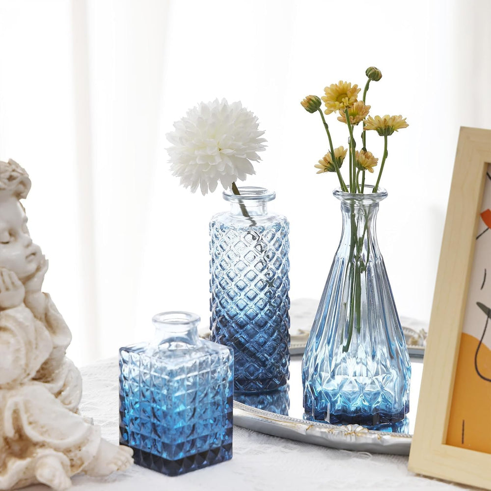 Fixwal 36 Blue Bud Vases Glass Bud Vase Set of 36, Small Vases for Flowers