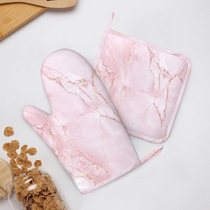Oven Mitts and Pot Holders Light Pink Marble Art Silicone Kitchen Accessories - Image 6