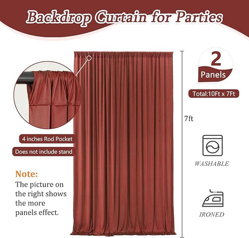 10 x 7 Feet Rust Backdrop Curtain for Partie, Background Curtains for Photoshoot, Birthday, Wedding, Halloween, Thanksgiving, Christmas Day, New Year Party Decorations 5Ft x 7Ft, 2 Panels