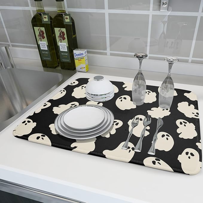 Halloween Ghost Dish Drying Mat 16X18 Inch Spooky Halloween Drying Mat - Image 6