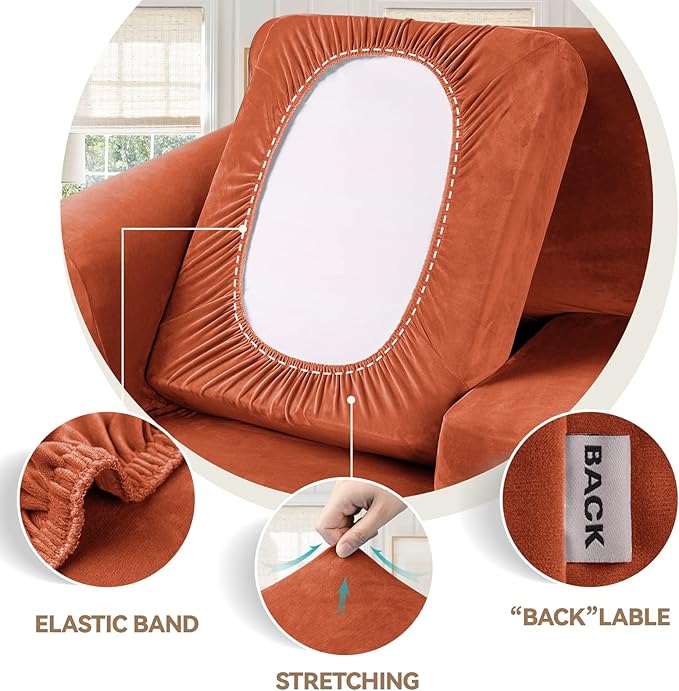 WEERRW 4 Pieces Velvet High Stretch Couch Covers - Image 3