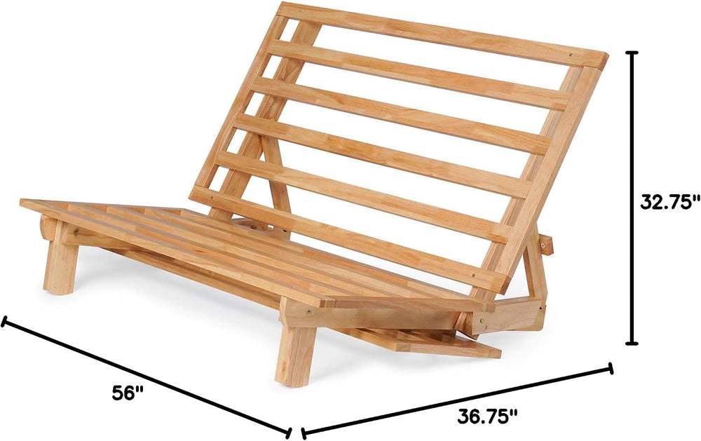 Queen Size Futon Bed Sofa - (Natural Hardwood Frame and Ivory Mattress Set), ...