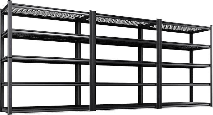Set of 3 Garage Shelving-3000 lbs 5 Tier Storage Shelves, Adjustable Heavy Duty by Unknown