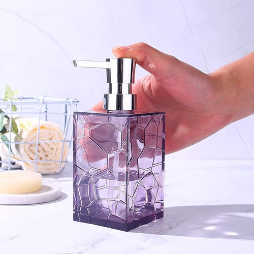 2 Pack Clear Lavender Purple Rust Proof Soap Dispenser, Acrylic Plastic Hand - Image 2