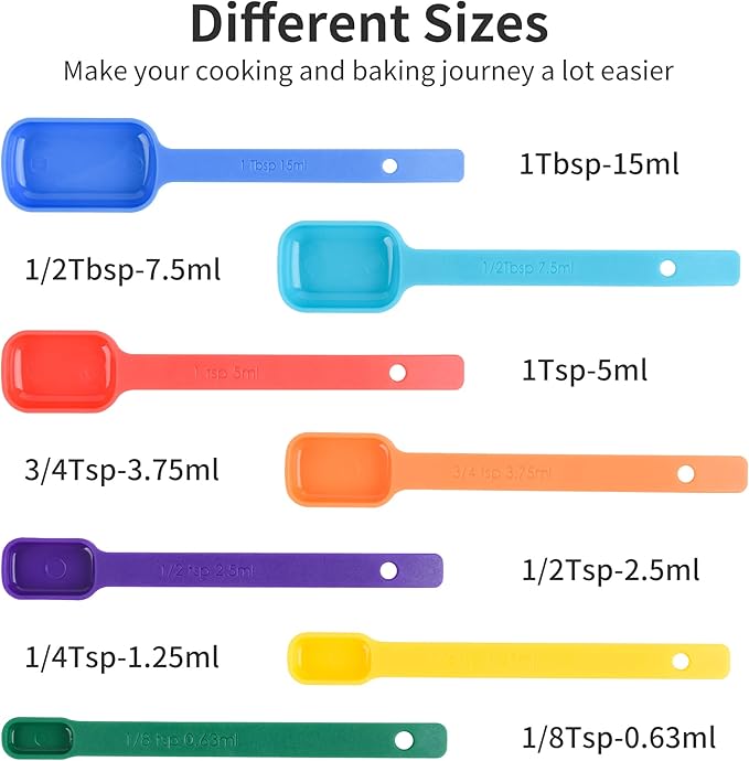 Measuring Cups and Spoons Set, Plastic Measuring Cup Set 15, Mixing Color Dry - Image 5