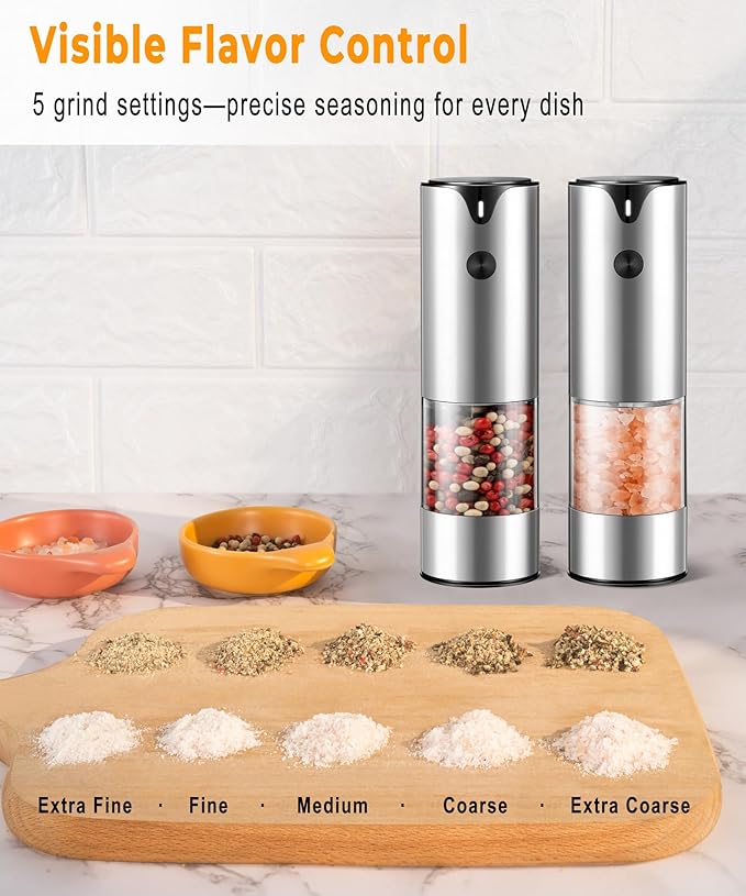 Rechargeable Electric Salt and Pepper Grinder Set - Image 5