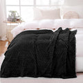Puncuntex Black Throw Blanket 90"×90" inches Fuzzy 3D Jacquard Decorative by Puncuntex