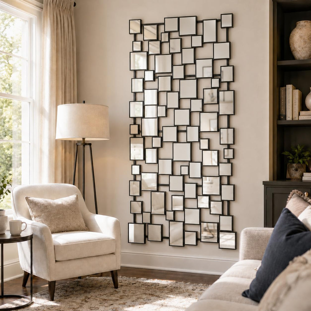 Large Modern Wall Mirror - 27.55"x55.1" Black Wall Mirrors Metal Fr...