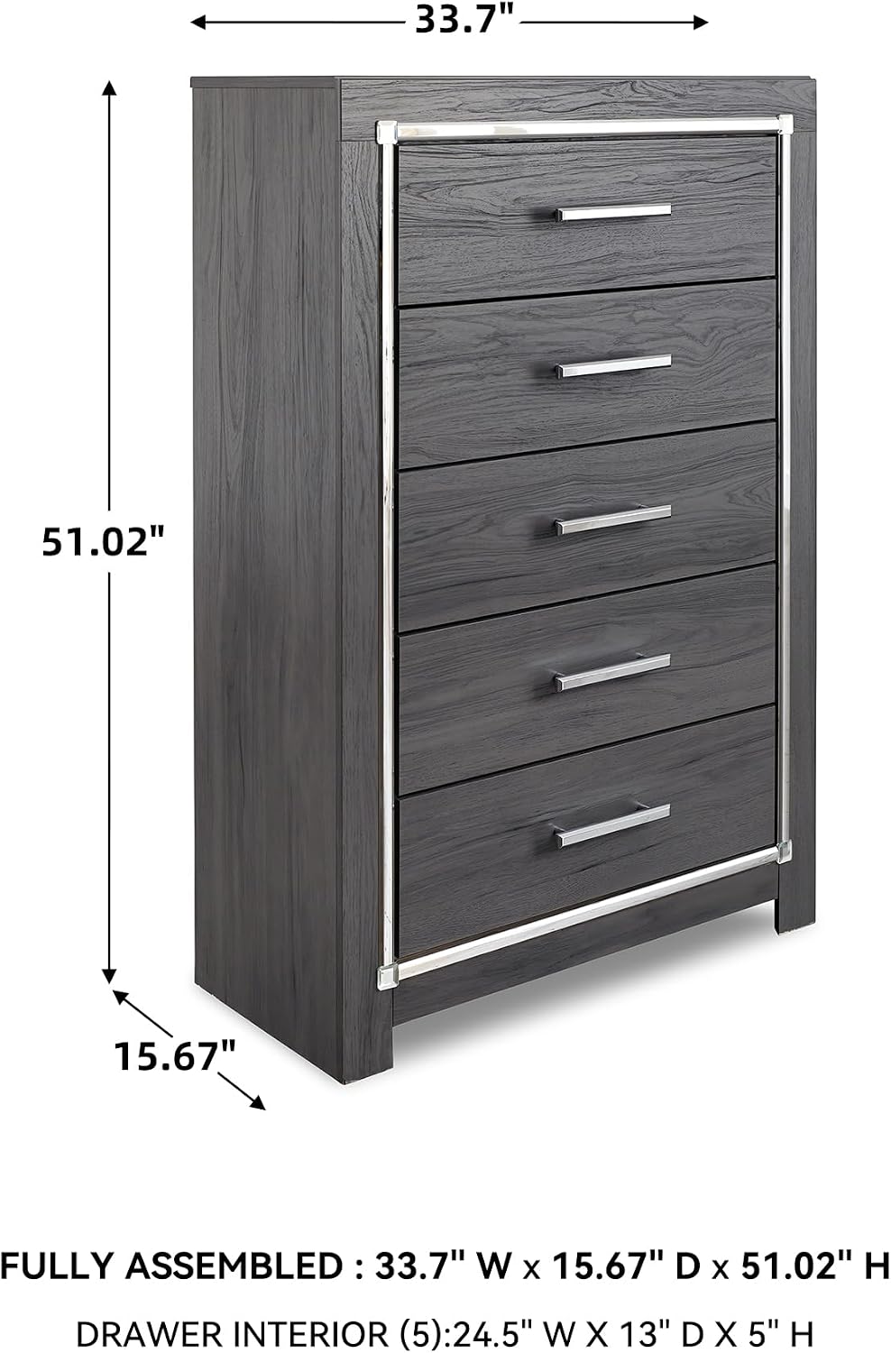 Signature Design by Ashley Lodanna Fully Assembled Gray 5 Drawer Chest