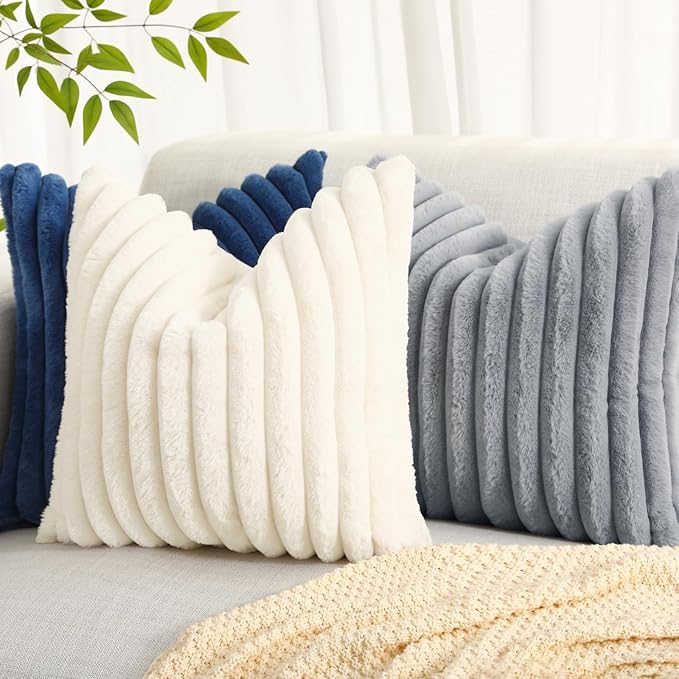 decorUhome Cozy Faux Fur Throw Pillow Covers 20x20 Set of 2 Decorative Soft - Image 6