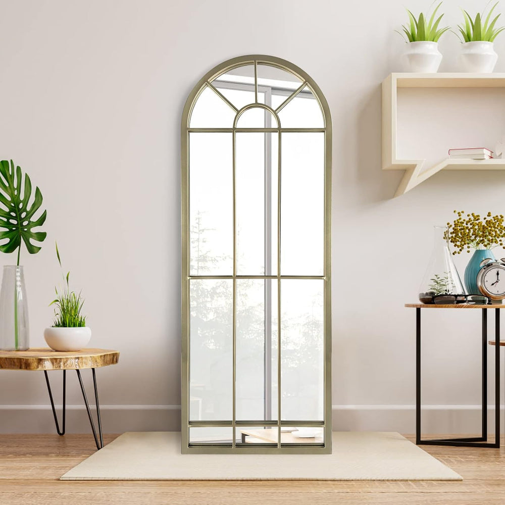 HQiJun Wall Mirror Window Decorative Mirrors Arched Farmhouse for Living Room...