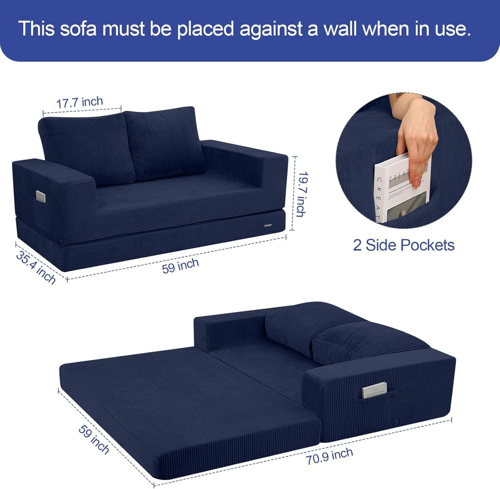 COMAX Futon Sofa Bed, Convertible Sofa Bed, Folding Boneless Couches