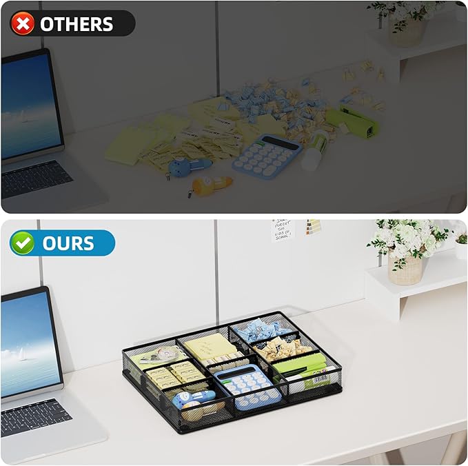 Marbrasse Desk Drawer Organizer, Metal Mesh Drawer Organizer Tray - Image 6