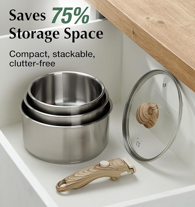KOCH SYSTEME CS Stainless Steel Saucepan Set 1.5QT & 2QT & 3QT, Stainless Steel - Image 4